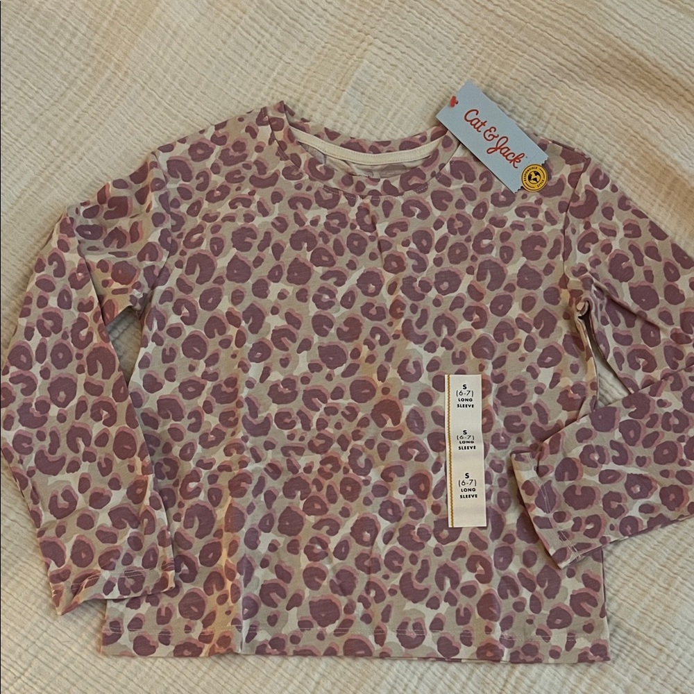 Cat & Jack Mauve Leopard Print Long Sleeve Tee